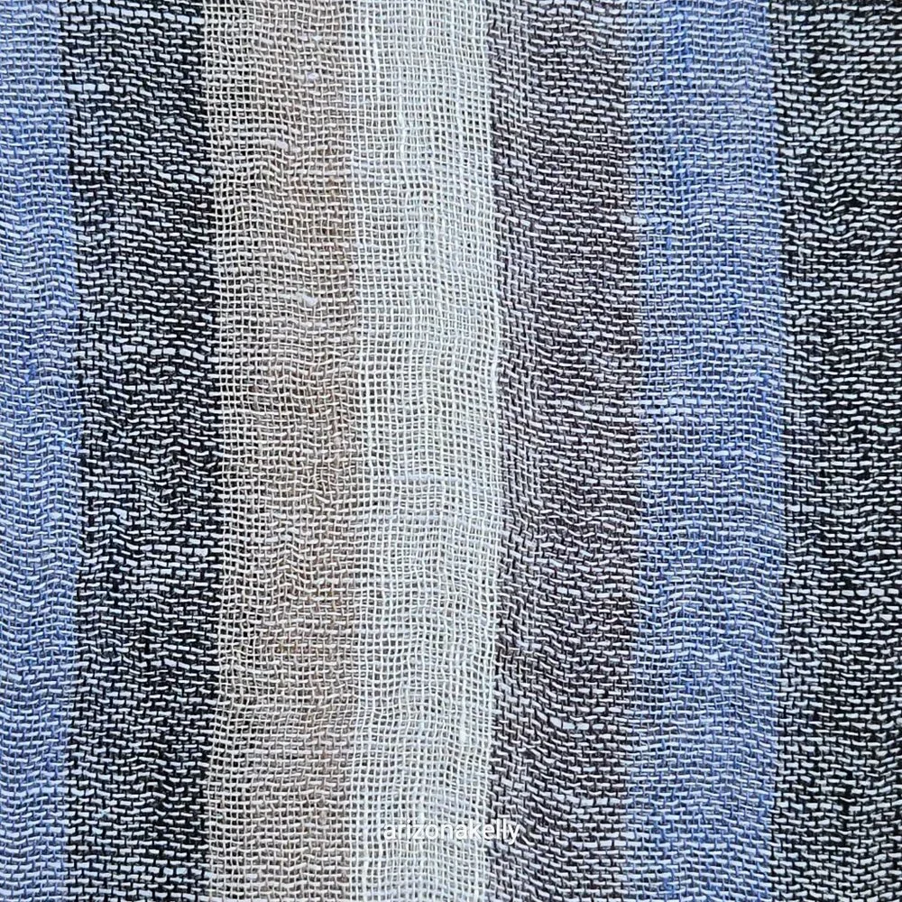 Linen Scarf Blue Grey Tan--Made in Paris